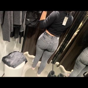 Zara high waisted grey jeans